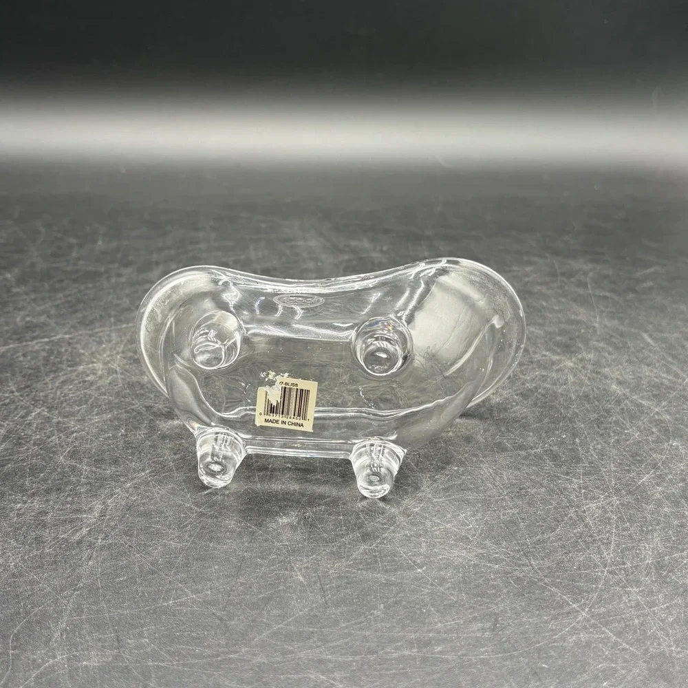 Abbott Clear Glass Bathtub Dish Clawfoot Soap Jewelry Trinket Holder 5.5 Inch